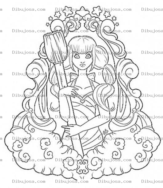 Dibujo para colorear Princesa Con Escoba Dibujo De Una Princesita Barrendera Emostrando Que Todo Trabajo Es Honrado Para Pintar Y Colorear Princesa Humilde