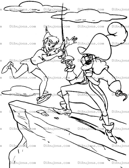 Dibujo para colorear Peterpan Dibujo De Peter Pan Peleando Con El Capitan Garfio Para Pintar Y Colorear