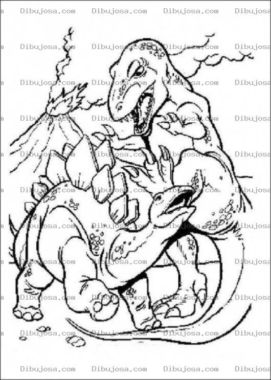 Dibujo para colorear Dibujo De Una Pelea De Dinosaurios Para Pintar Y Colorear