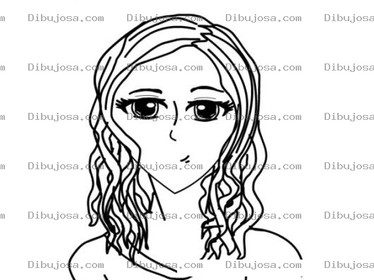 Dibujo para colorear Mujer Con Pelo De Espagetti Para Pintar Y Colorear