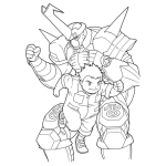 Dibujo para colorear Dibujo De Un Gordito Huyendo De Un Robot Para Pintar Y Colorear