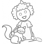 Dibujo para colorear Dibujo De Nina Con Gato Para Pintar Y Colorear Nena Con Un Gatito