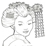 Dibujo para colorear Cara De Geisha Para Pintar Y Colorear Geisha Bonita