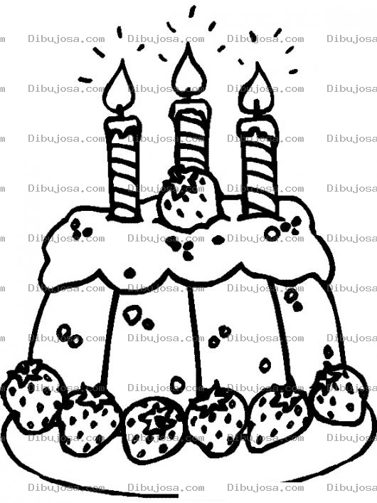 Dibujo para colorear Pastel De 3 Velas Para Pintar Y Colorear Pastel De 3 Anos