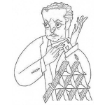 Dibujo para colorear Asbajolamanga Dibujo De Un Mago Con Un As Bajo La Manga Para Pintar Y Colorear Piramide De Naipes