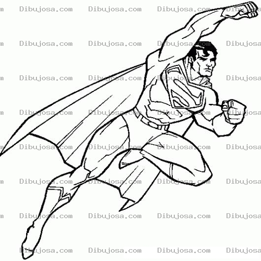 Dibujo para colorear Dibujo De Superman Volando En El Cielo Para Pintar Y Colorear