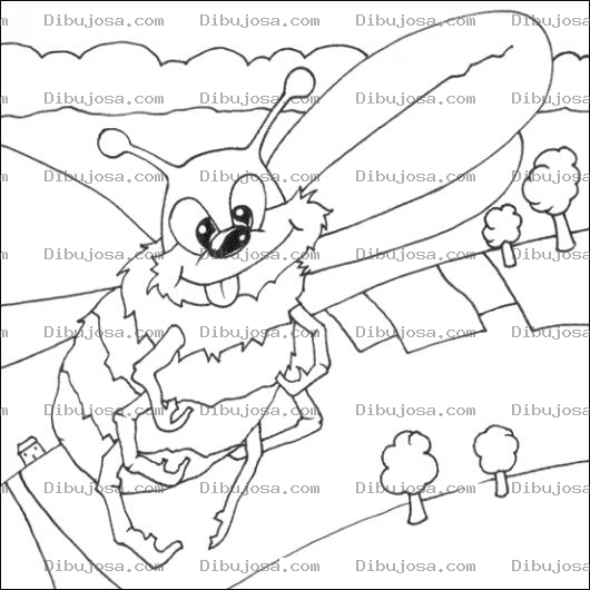 Dibujo para colorear Dibujo De Abejorro Volando Para Pintar Y Colorear