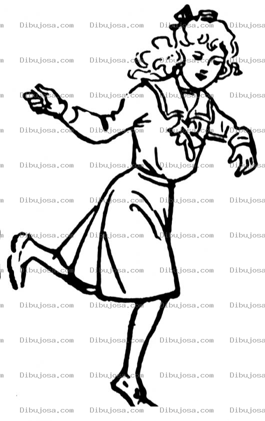 Dibujo para colorear Dibujo De Mujer Saltando En Un Pie Para Pintar Y Colorear
