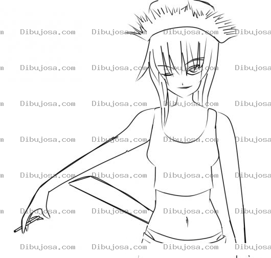 Dibujo para colorear Dibujo De Una Chica Con Cigarro Y Sombrero De Paja Para Pintar Y Colorear