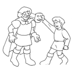Dibujo para colorear Desenmascarado Dibujo De Heroe Desenmascarado Por Un Nino Para Pintar Y Colorear