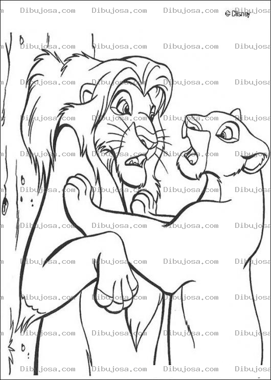 Dibujo para colorear Colorear Leon y Leona de Rey Leon