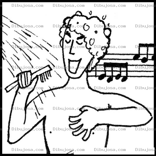 Dibujo para colorear Dibujo De Hombre Cantando En La Ducha Para Pintar Y Colorear