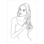 Dibujo para colorear Dibujo De Mujer Tocandose El Pelo Para Pintar Y Colorear