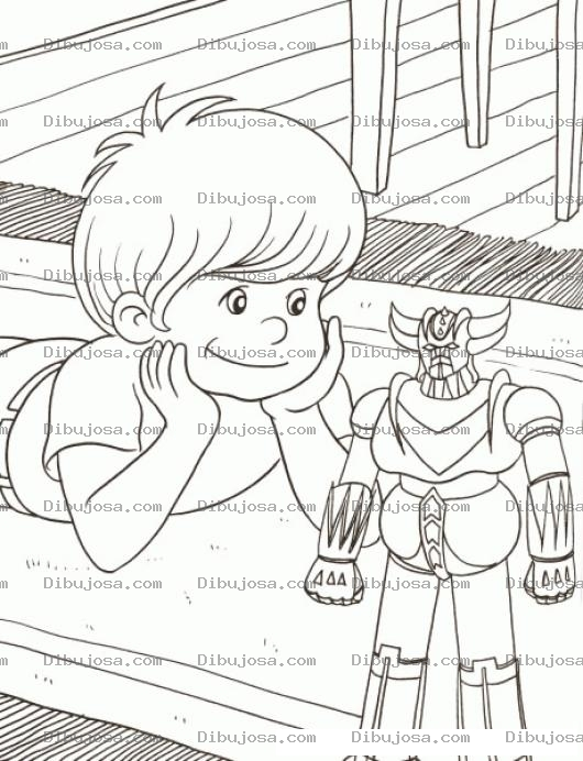 Dibujo para colorear Robotdejuguete Dibujo De Nino Con Robot De Juguete Para Pintar Y Colorear
