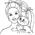 Dibujo para colorear Dibujo De Barbi Con Gato Para Pintar Y Colorear