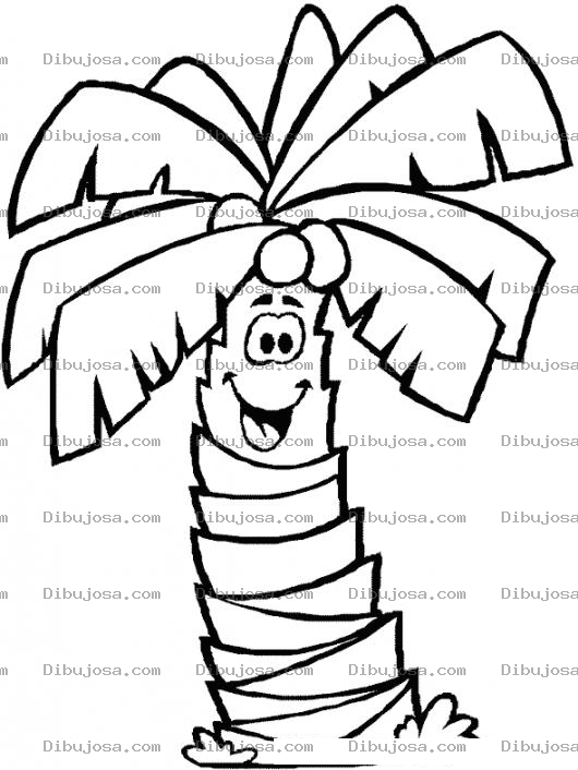 Dibujo para colorear Dibujo De Palmera Con Cocos Para Pintar Y Colorear