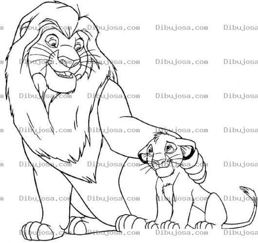 Dibujo para colorear Colorear Rey Leon y Cachorrito