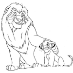 Dibujo para colorear Colorear Rey Leon y Cachorrito