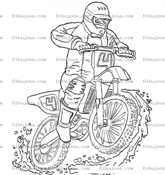 Dibujo para colorear Dibujo De Un Motorista De Enduro Para Pintar Y Colorear Moto De Enduro