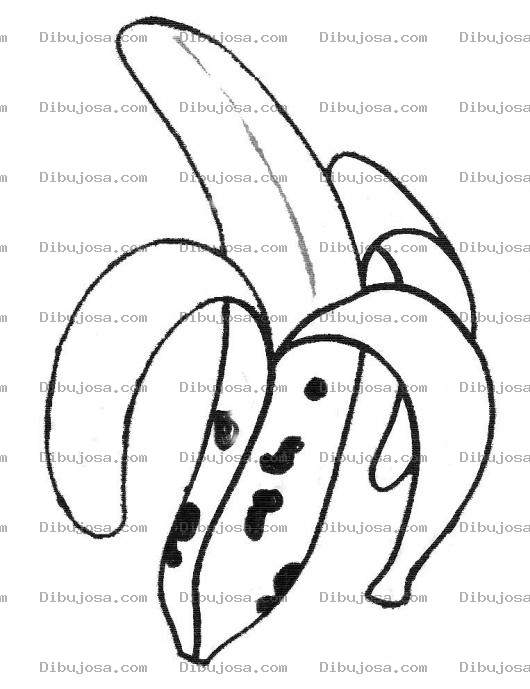 Dibujo para colorear Banana Dibujo De Banano Pelado Para Pintar Y Colorear Banano Con Manchas