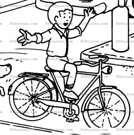 Dibujo para colorear Dibujo De Nino Manejando Una Bicicleta Sin Las Manos Para Pintar Y Colorear
