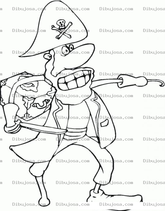 Dibujo para colorear Dibujo De Un Pirata Con Tesoro Bajo El Brazo Para Pintar Y Colorear