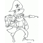 Dibujo para colorear Dibujo De Un Pirata Con Tesoro Bajo El Brazo Para Pintar Y Colorear