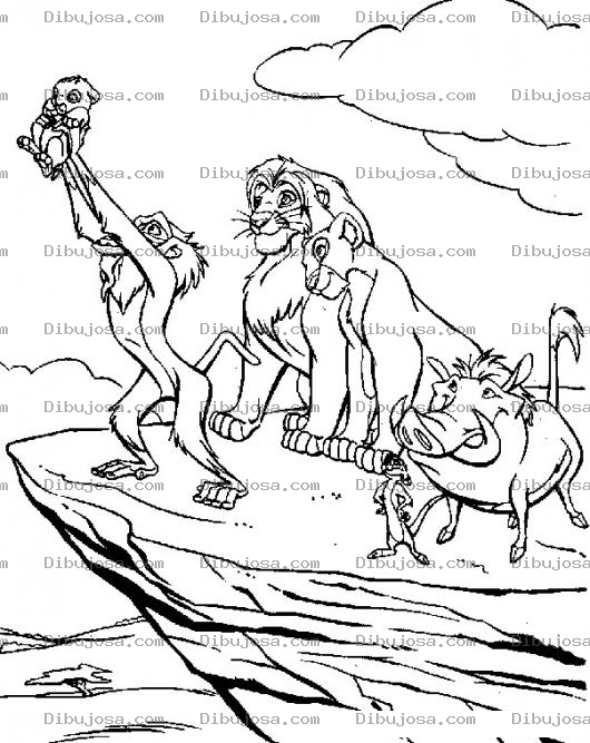 Dibujo para colorear Colorear a la Familia del Rey Leon
