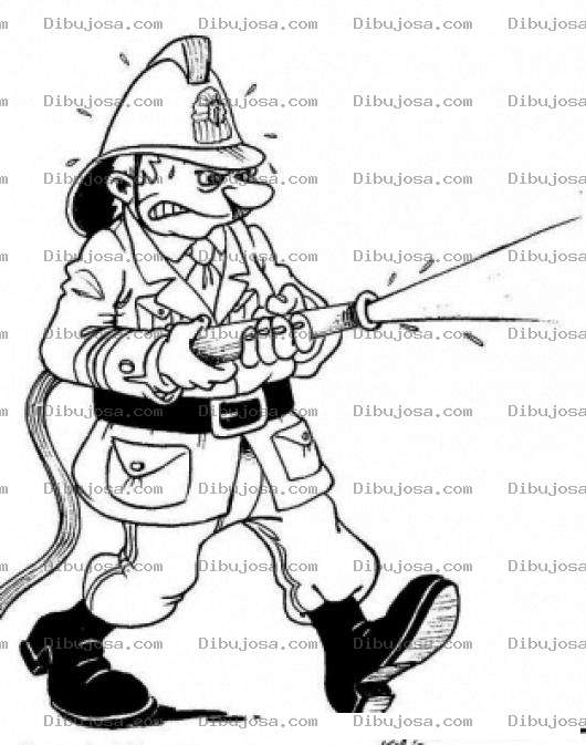 Dibujo para colorear Dibujo De Bombero Con Manguera Echanod Agua Para Pintar Y Colorear