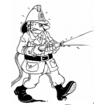 Dibujo para colorear Dibujo De Bombero Con Manguera Echanod Agua Para Pintar Y Colorear
