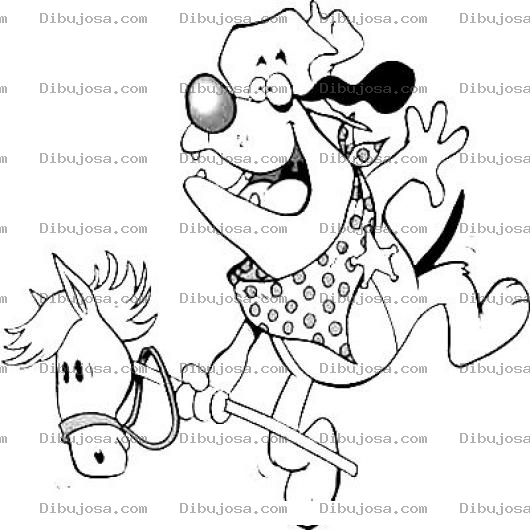 Dibujo para colorear Dibujo De Perro Alguacil Con Caballito De Madera Para Pintar Y Colorear Perro Sheriff