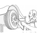 Dibujo para colorear Alineacion Y Balanceo De Neumaticos Dibujo De Un Mecanico Negrito Cambiando La Llanta De Un Carro Para Pintar Y Colorear Taller De Mecania Automotriz Tallerdemecanica
