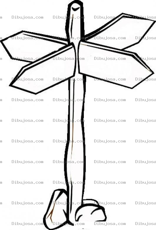 Dibujo para colorear Poste De Direcciones Para Pintar Y Colorear Rotulo De 4 Direcciones