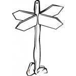 Dibujo para colorear Poste De Direcciones Para Pintar Y Colorear Rotulo De 4 Direcciones
