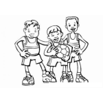 Dibujo para colorear Amigos De Basquetbol Para Pintar Y Colorear Tres Jugadores De Baloncesto