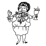 Dibujo para colorear Allyoucaneat Todo Lo Que Puedas Comerdibujo De Mujer Gorda Golosa Y Glotona Comiendo En Un Bufet Para Pintar Y Colorear