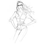 Dibujo para colorear Dibujo De Mujer Bonita Con Jeans Y Anteojos De Sol Para Pintar Y Colorear