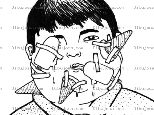 Dibujo para colorear Dibujo De Nino Gordito Con Helados Pegados En La Cara Para Pintar Y Colorear