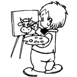 Dibujo para colorear Dibujo De Nino Pintando Una Vaca Para Pintar Y Colorear