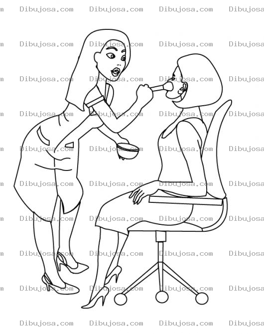 Dibujo para colorear Maquillaje Dibujo De Una Profesional Del Maquillaje Maquillando A Una Mujer Para Pintar Y Colorear