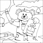 Dibujo para colorear Dibujo De Osito Pintor Para Pintar Y Colorear Osito Tedy Dibujante