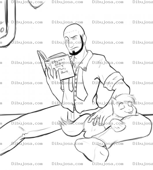 Dibujo para colorear Dibujo De Hombre Con Perrito Para Pintar Y Colorear