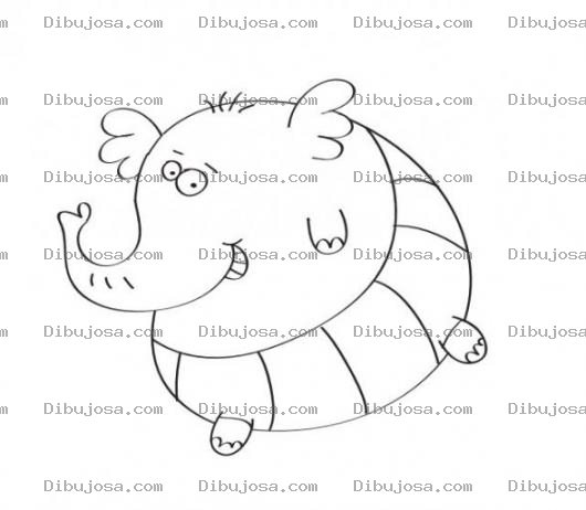 Dibujo para colorear Elefante Con Calzoneta Para Pintar Y Colorear
