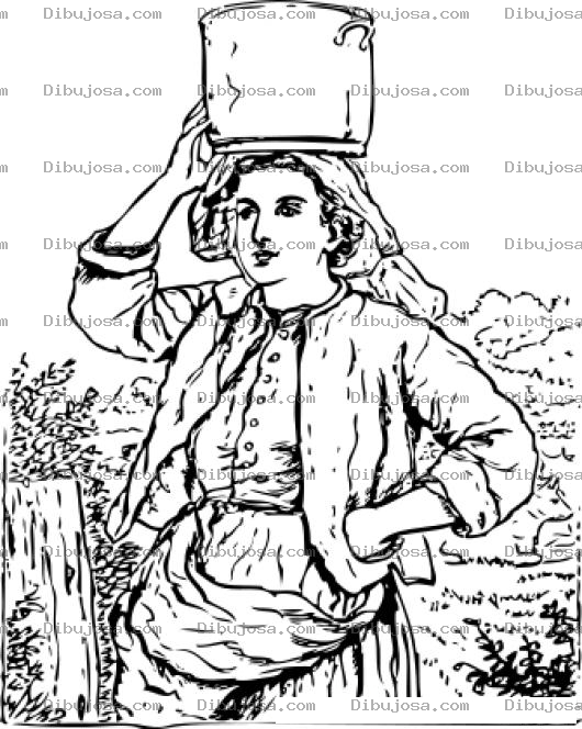 Dibujo para colorear Mujertamalera Dibujo De Una Mujer Tamalera Con Una Olla De Tamales En La Cabeza Para Pintar Y Colorear