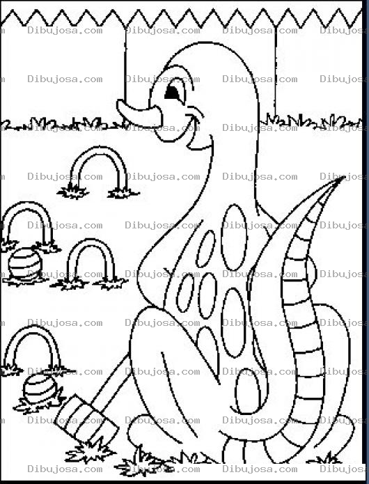 Dibujo para colorear Dibujo De Dinosaurio Jugando Kriket Para Pintar Y Colorear