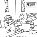 Dibujo para colorear Pato Raton Y Gato En Piscina Para Pintar Y Colorear