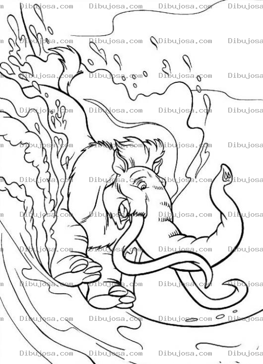 Dibujo para colorear Colorear Elefante surfeando en la era de hielo