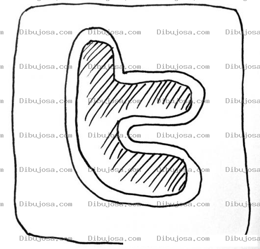Dibujo para colorear Icono De Twitter Para Pintar Y Colorear