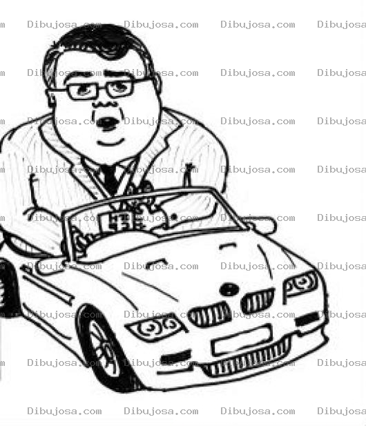 Dibujo para colorear Gordoconbmw Dibujo De Un Gordito Con Un Bmw Convertible Para Pintar Y Colorear