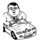 Dibujo para colorear Gordoconbmw Dibujo De Un Gordito Con Un Bmw Convertible Para Pintar Y Colorear